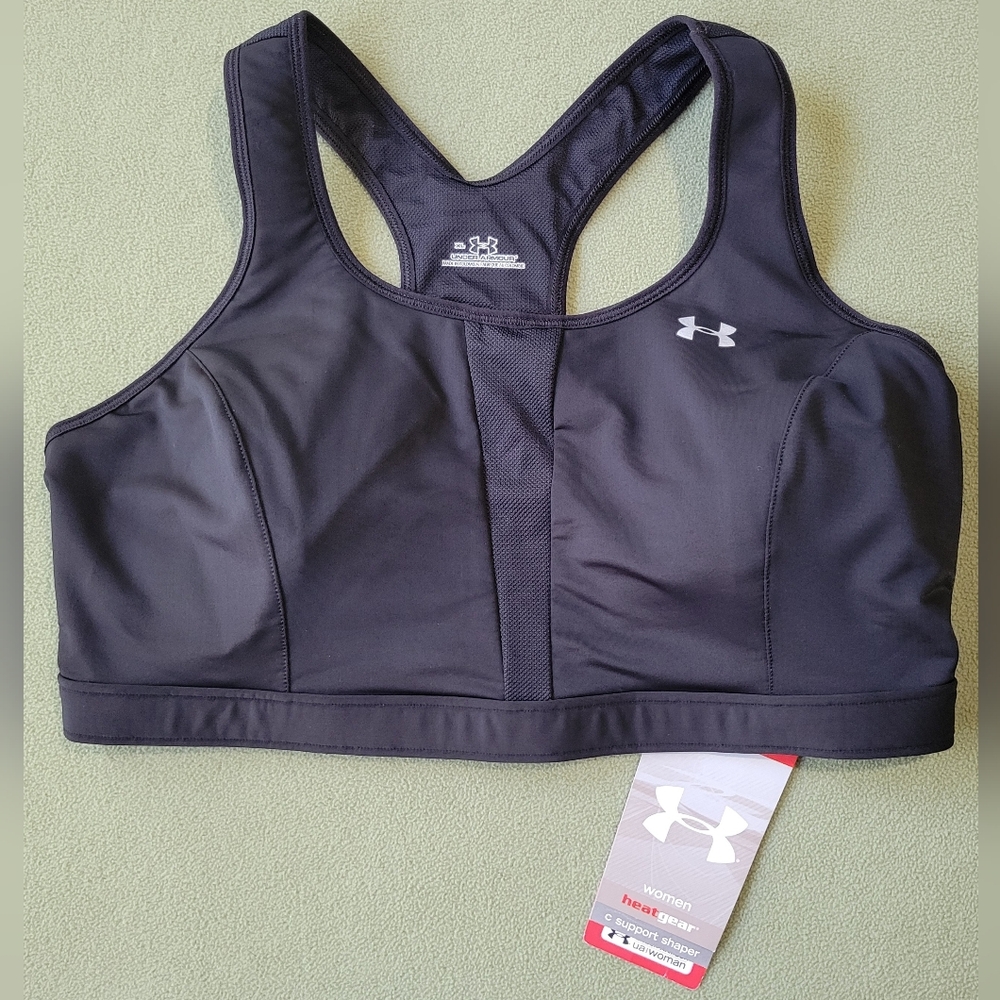 NWT Under Armour Black Heatgear C Support Shaper Sports Bra